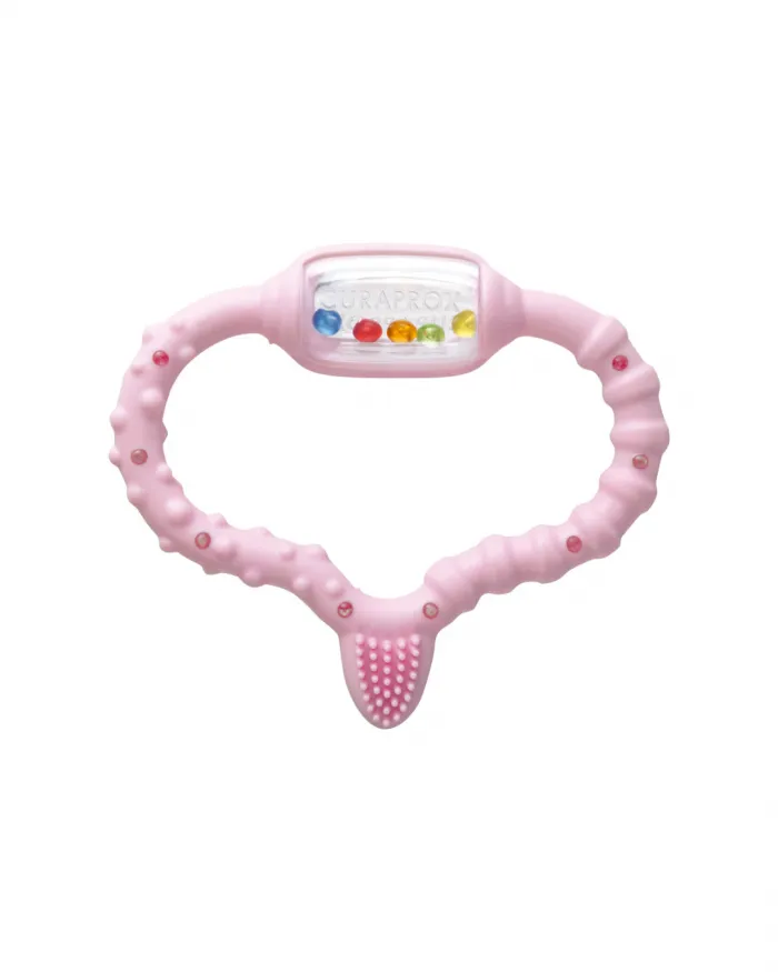 Curaprox Baby obroček za grizenje – roza, 1 obroček