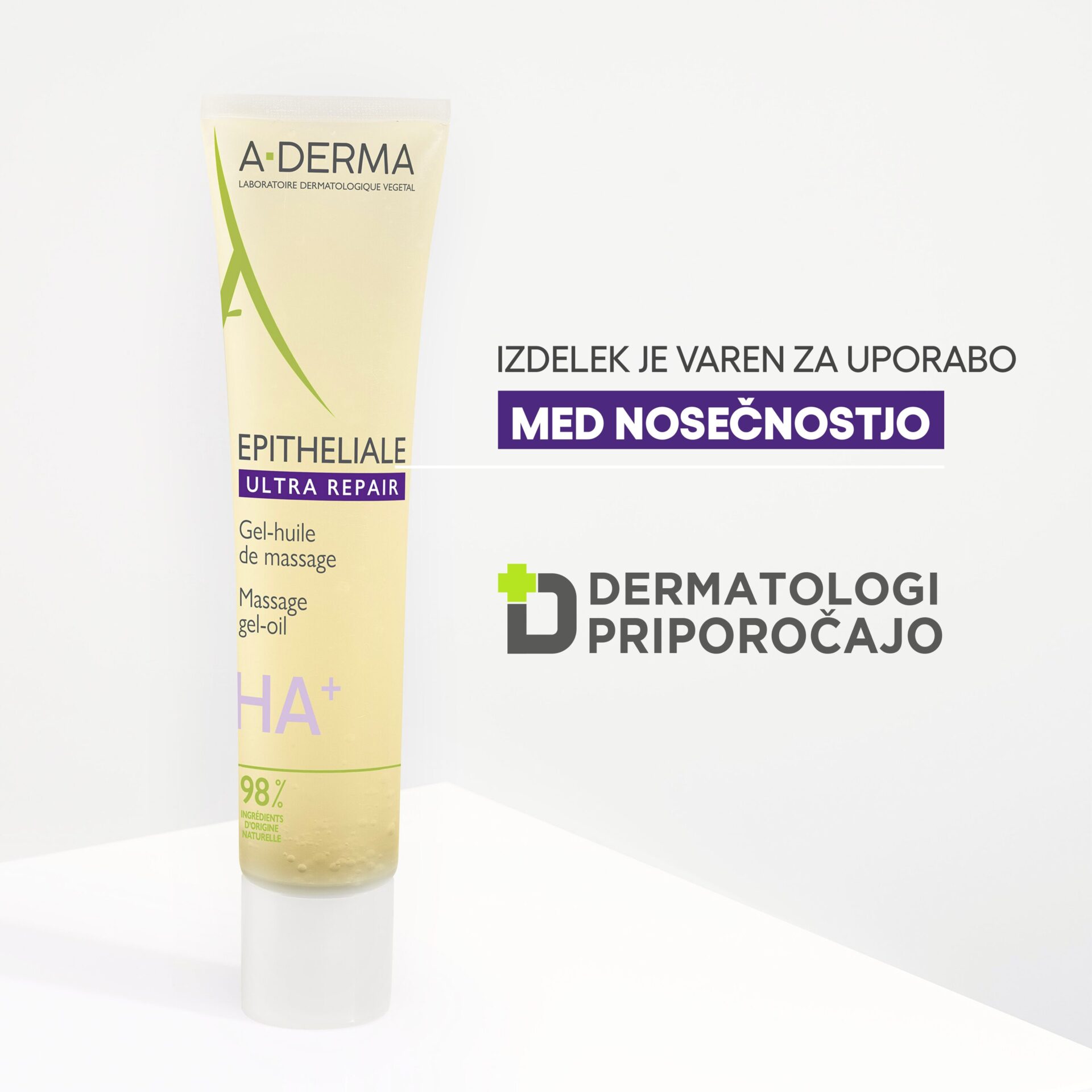 A-Derma Epitheliale Ultra Repair Massage masažni oljni gel, 40 ml