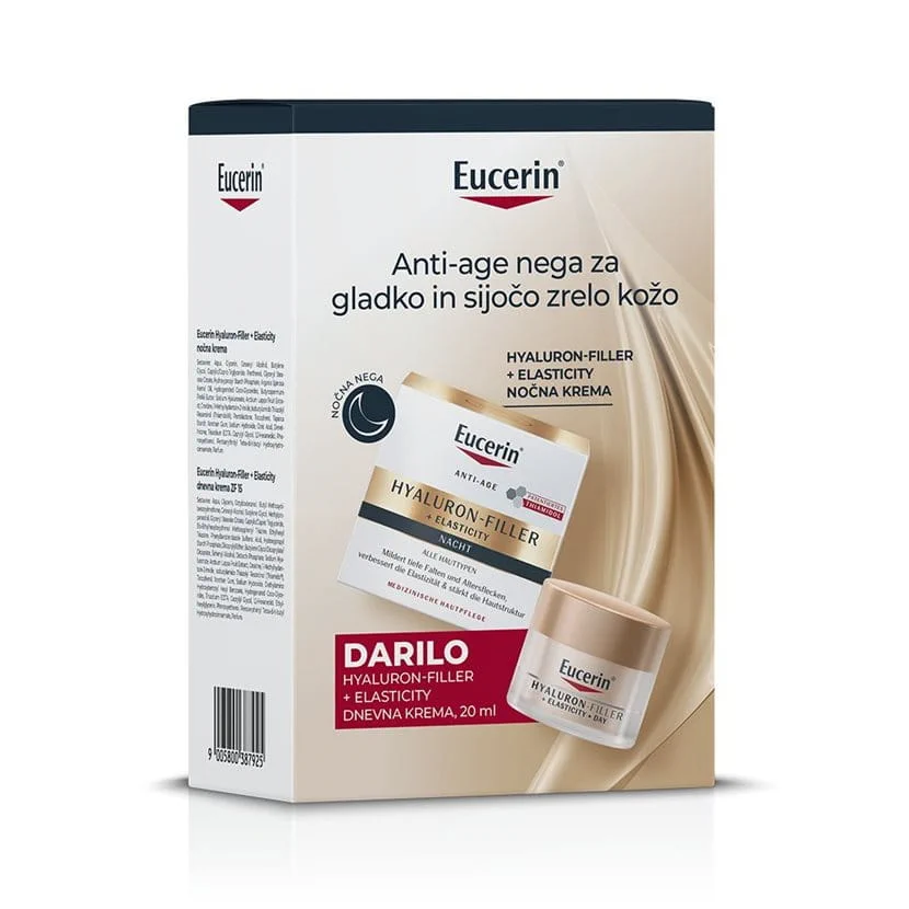 Eucerin Hyaluron-Filler + Elasticity darilni set Night: Nočna krema (50 ml) + Dnevna krema ZF 15 (20 ml)