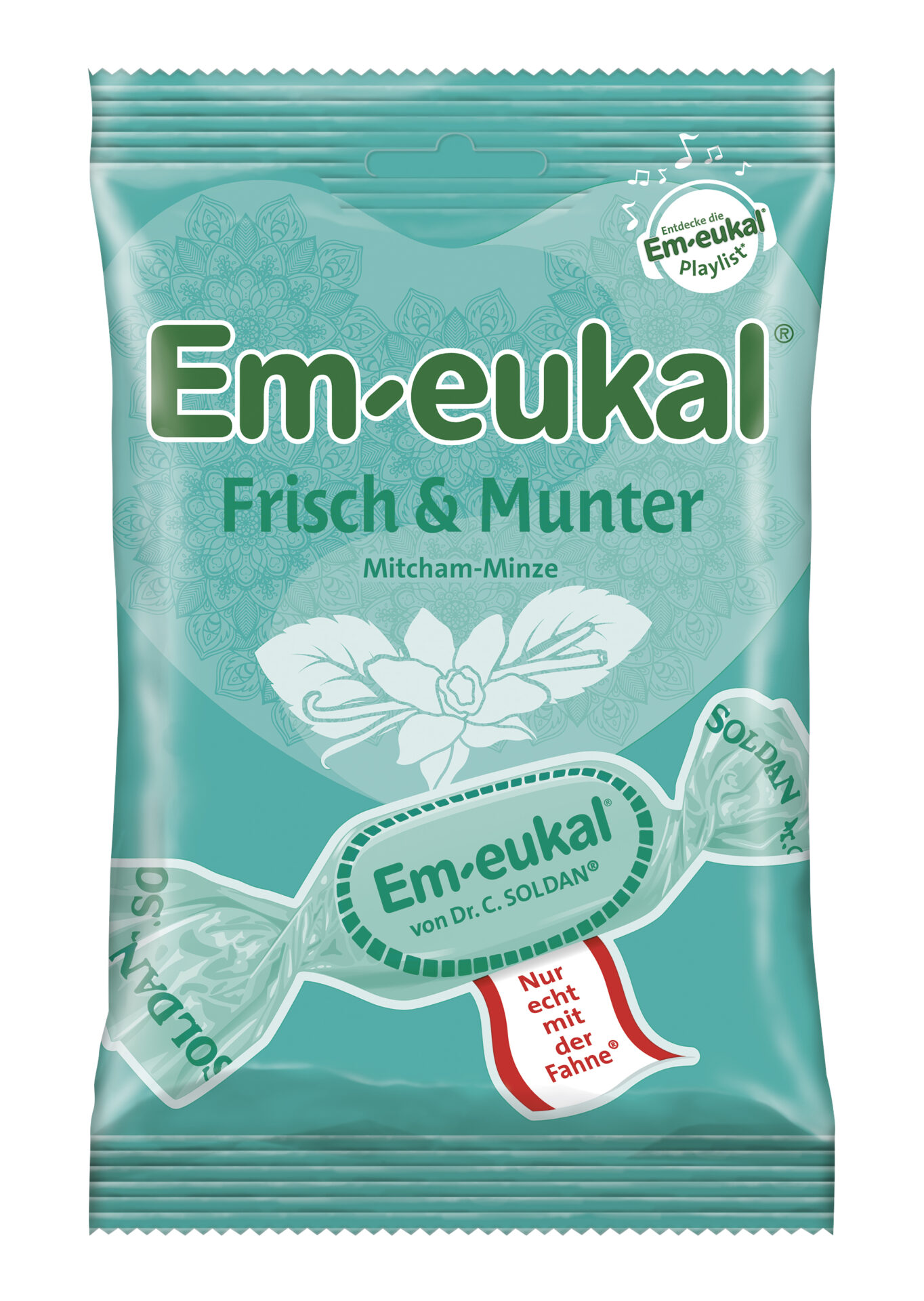 Dr. Soldan Em-Eukal Svežina in veselje, poprova meta, trdi bonboni, 90 g
