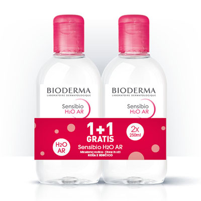 Bioderma Sensibio H2O AR micelarni losjon za čiščenje občutljive kože, 2 x 250 ml