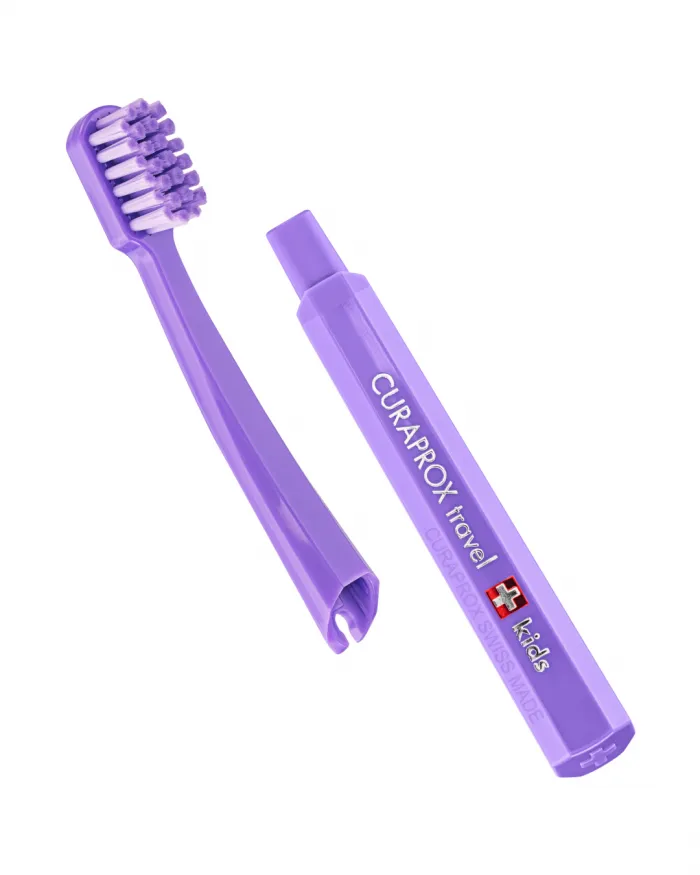 Curaprox potovalni set Kids – vijoličen (6–12 let)
