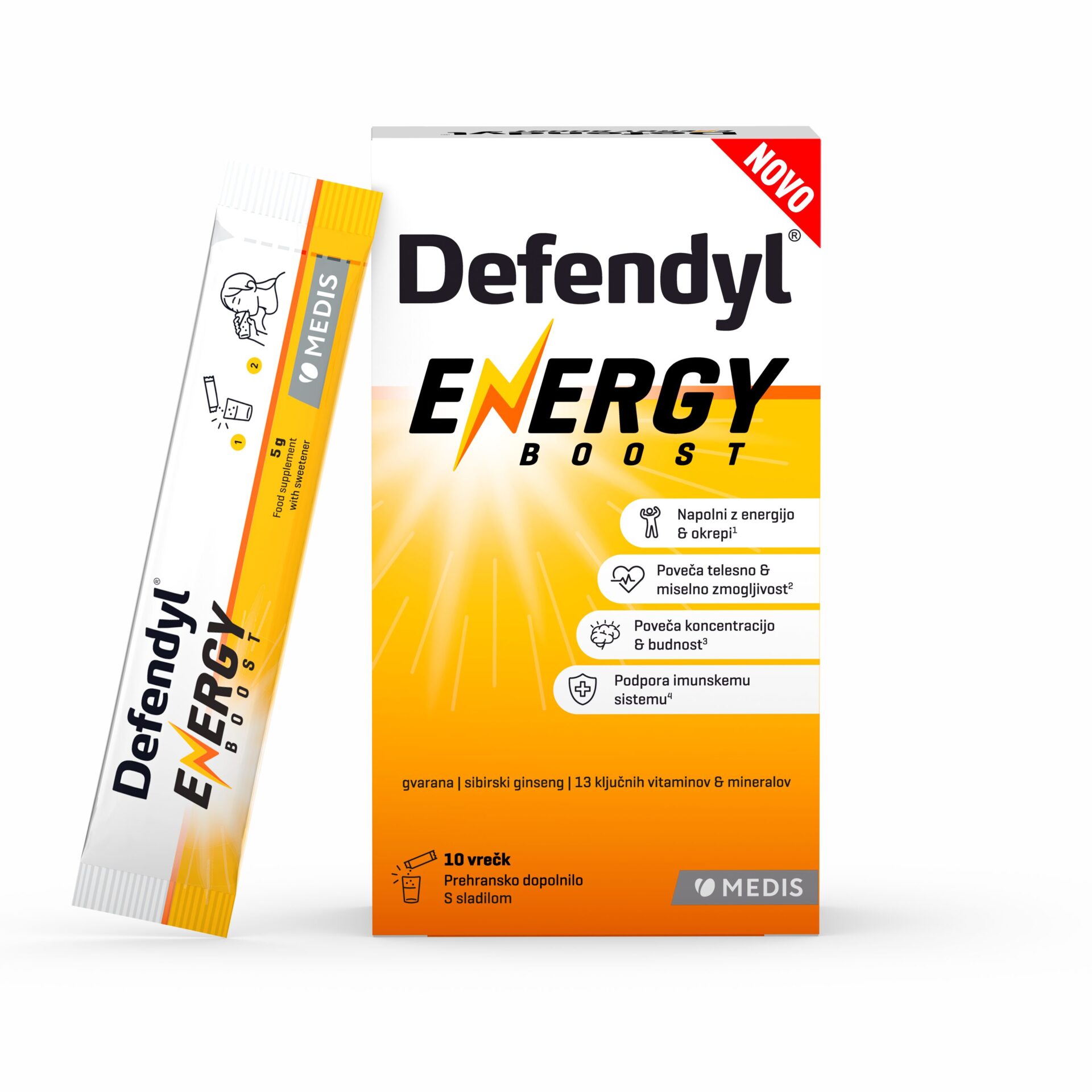 Defendyl Energy Boost prašek za pripravo napitka, 10 vrečk