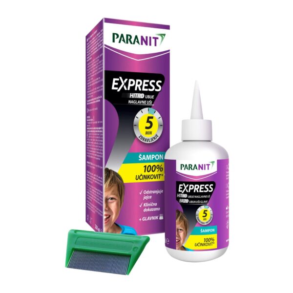 Paranit Express šampon za odstranjevanje naglavnih uši in gnid, 200 ml + glavnik