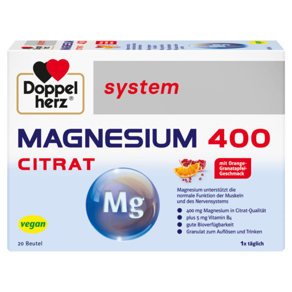 Doppelherz System Magnezij 400 citrat granulat za raztapljanje, 20 vrečk