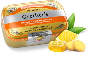 Grether’s pastile z okusom ingverja in limone – brez sladkorja, 110 g