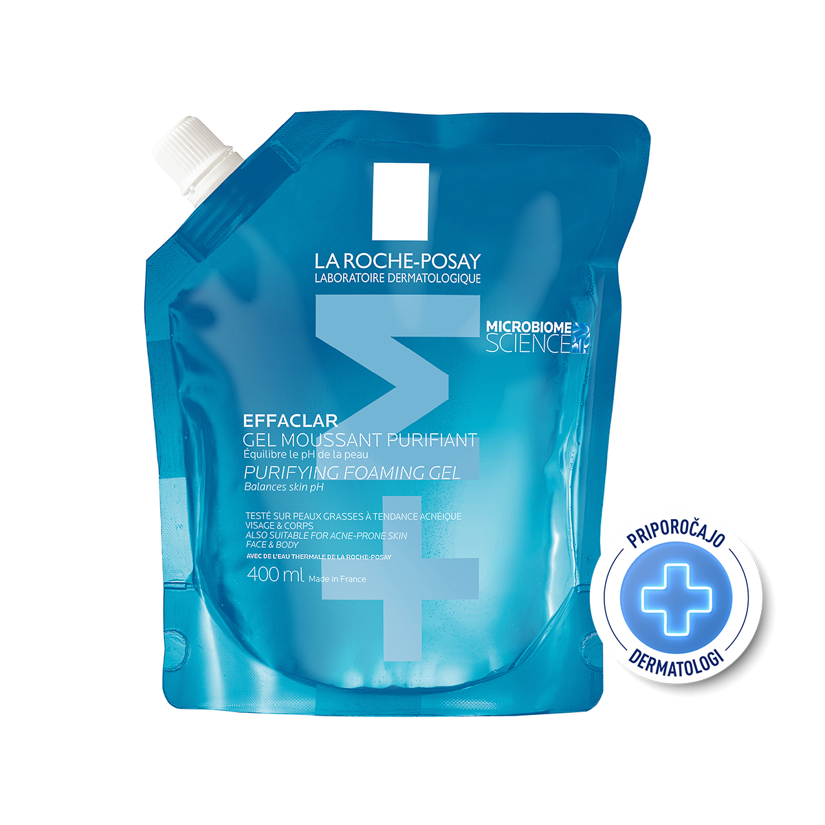 Effaclar (+) M peneči čistilni gel za mastno in aknasto kožo – La Roche-Posay, 400 ml refill