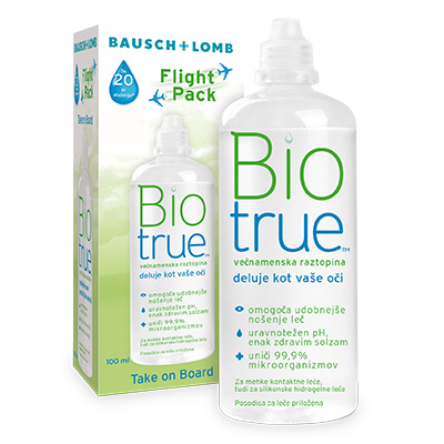 Biotrue Flight Pack tekočina za kontaktne leče, 100 ml