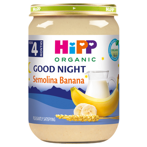HiPP Good Night zdrob z mlečnim pripravkom in banano BIO, 190 g