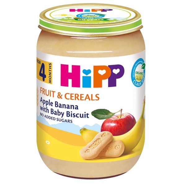 HiPP Sadje & žita – jabolka in banane z baby keksom BIO, 190 g