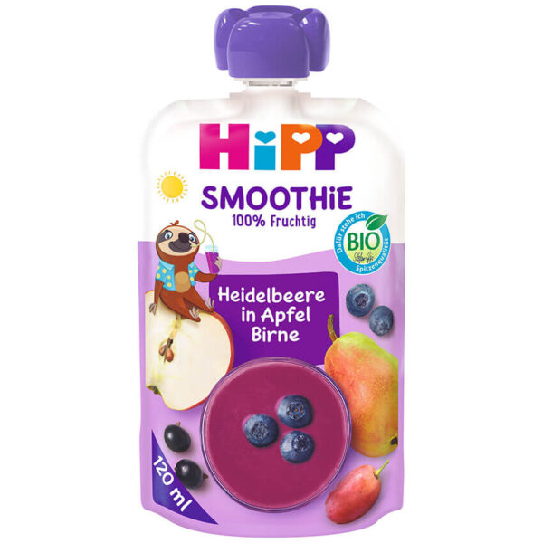HiPP Smoothie jabolka, hruške in borovnice BIO, 120 ml