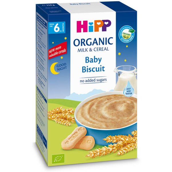 HiPP mlečno-žitna kašica za lahko noč Baby keks BIO, 250 g