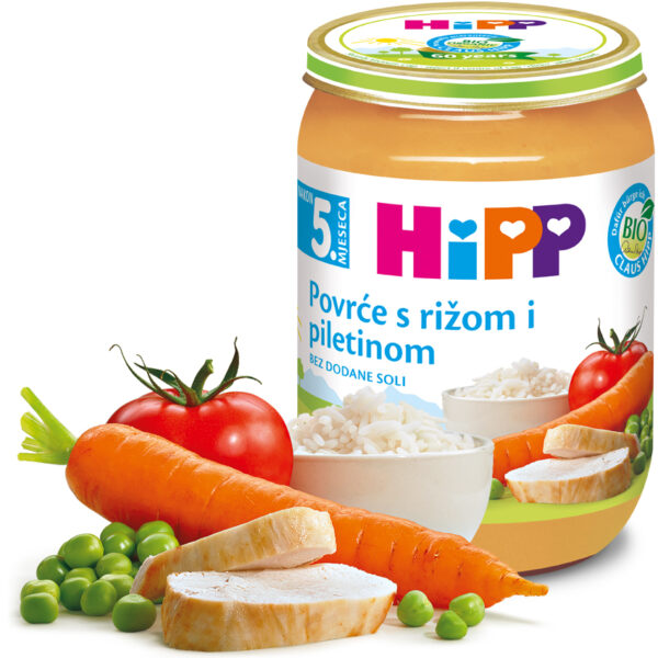 HiPP zelenjava z rižem in piščančjim mesom BIO, 190 g
