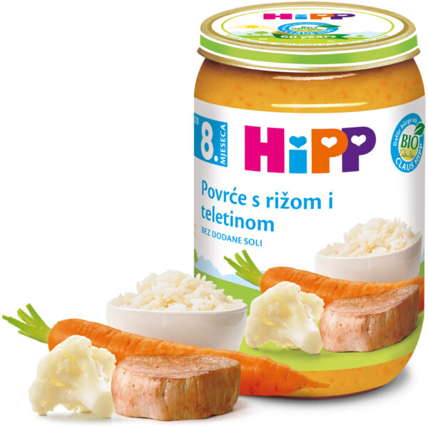 HiPP zelenjava z rižem in teletino BIO, 220 g
