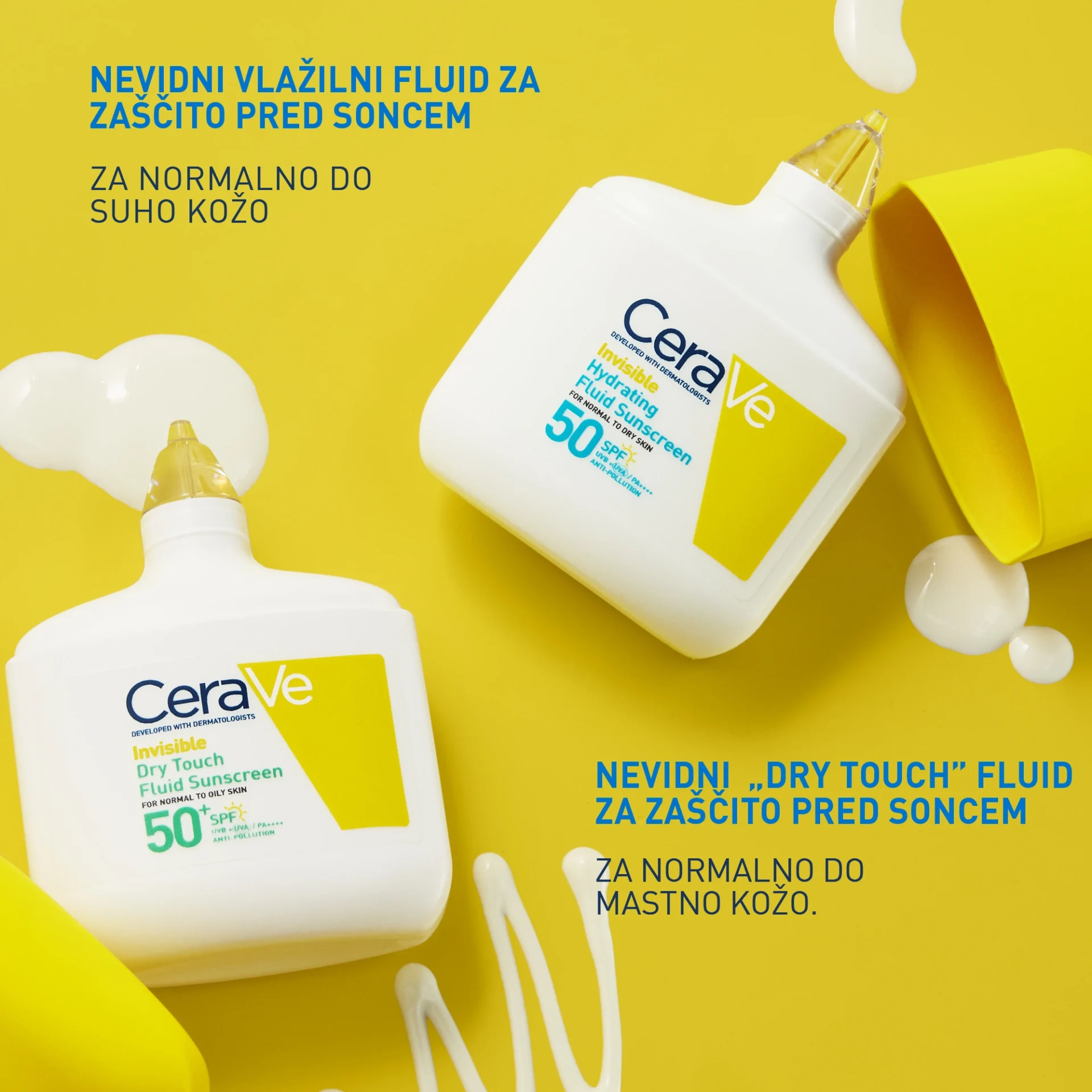 CeraVe Sun nevidni Dry Touch fluid za zaščito pred soncem ZF 50+, 50 ml