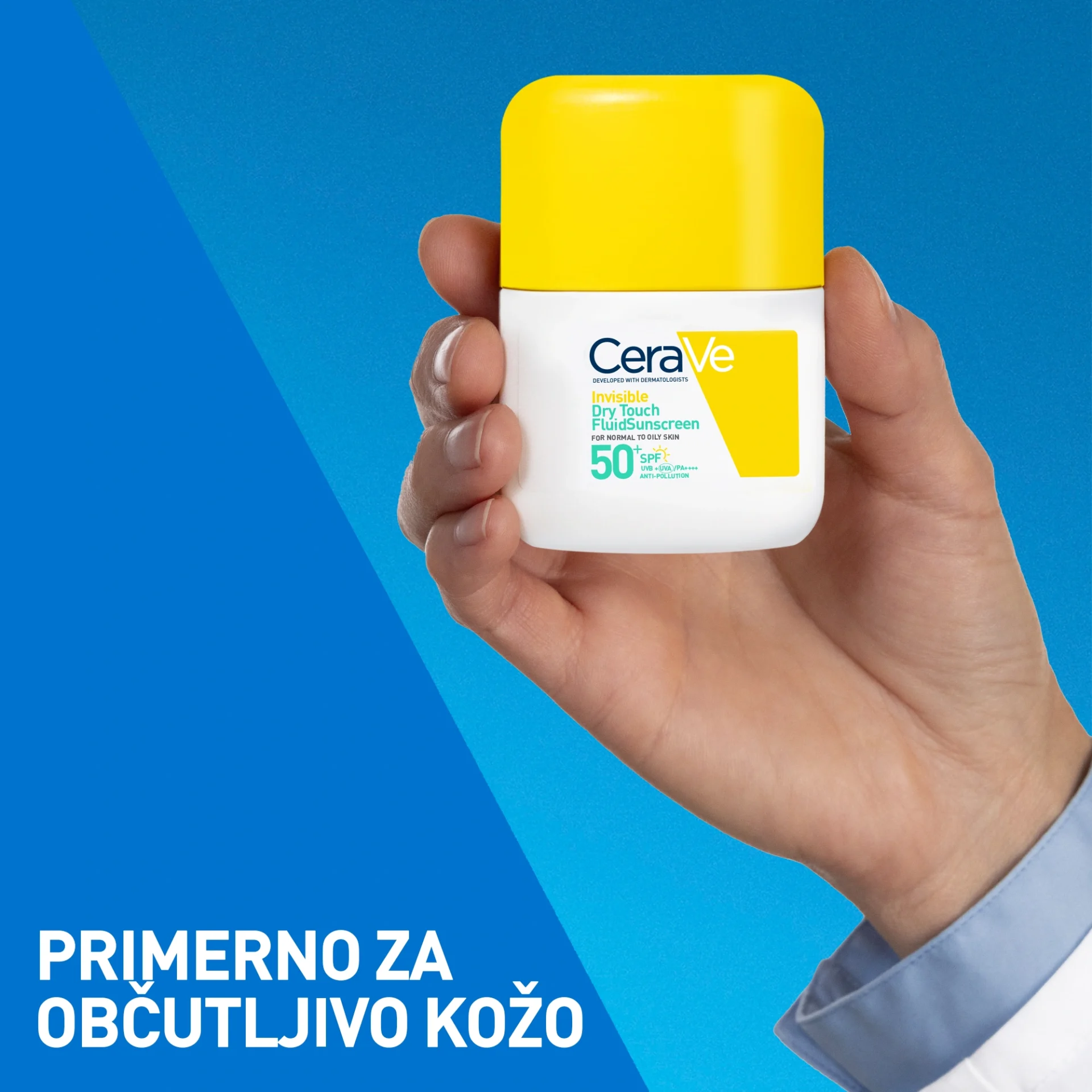 CeraVe Sun nevidni Dry Touch fluid za zaščito pred soncem ZF 50+, 50 ml
