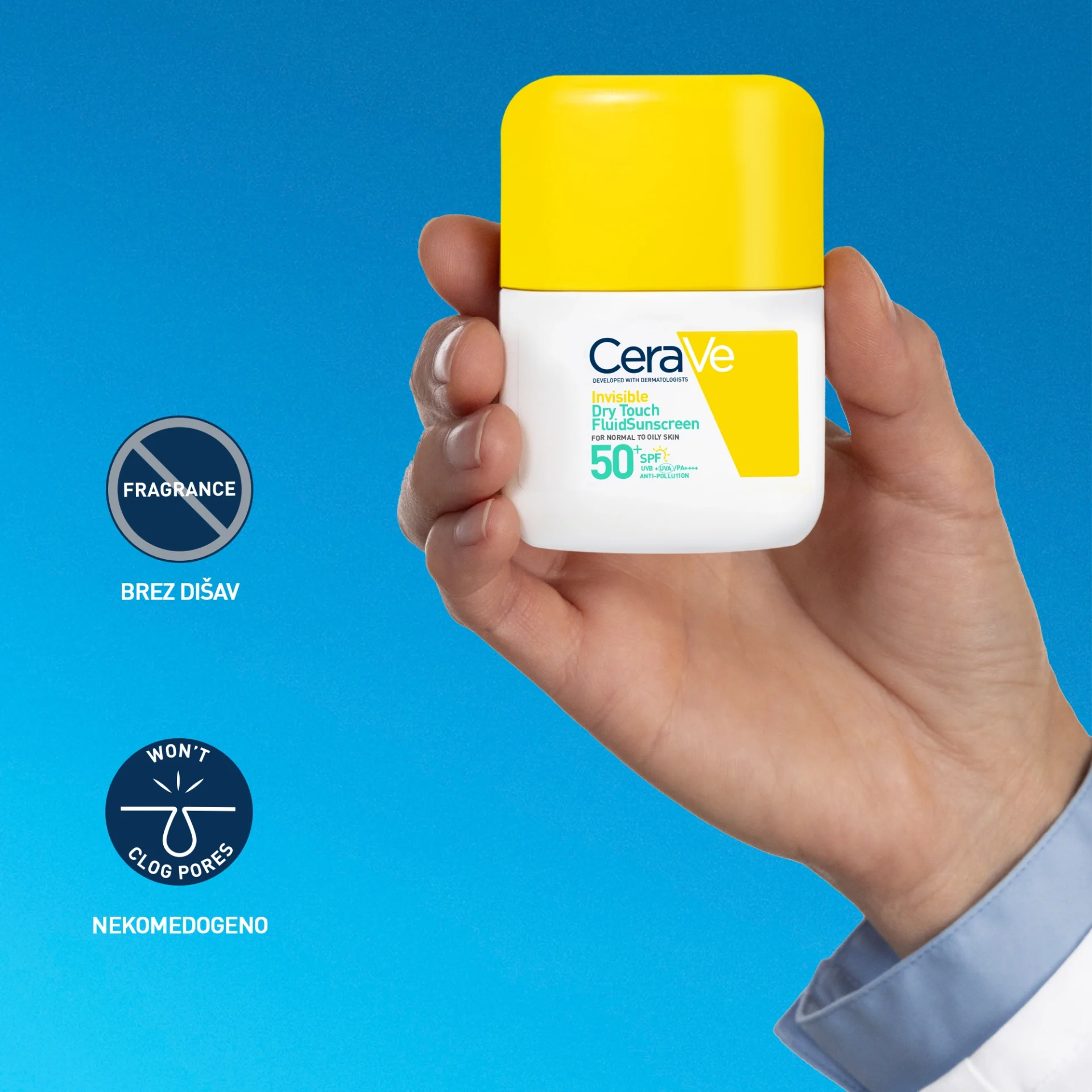 CeraVe Sun nevidni Dry Touch fluid za zaščito pred soncem ZF 50+, 50 ml