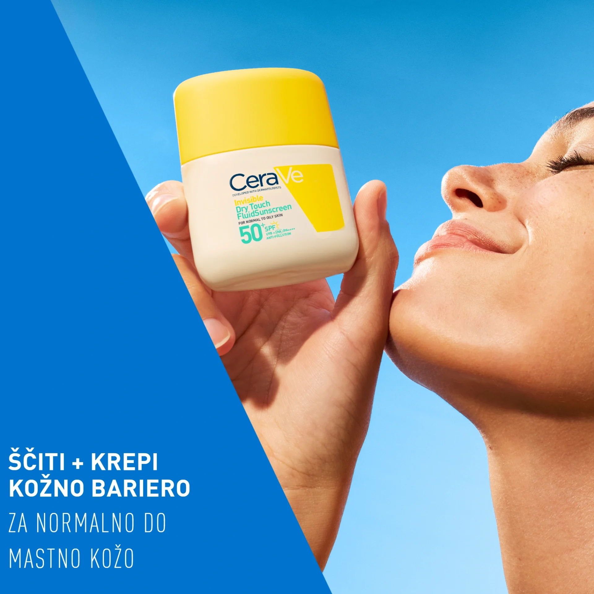 CeraVe Sun nevidni Dry Touch fluid za zaščito pred soncem ZF 50+, 50 ml