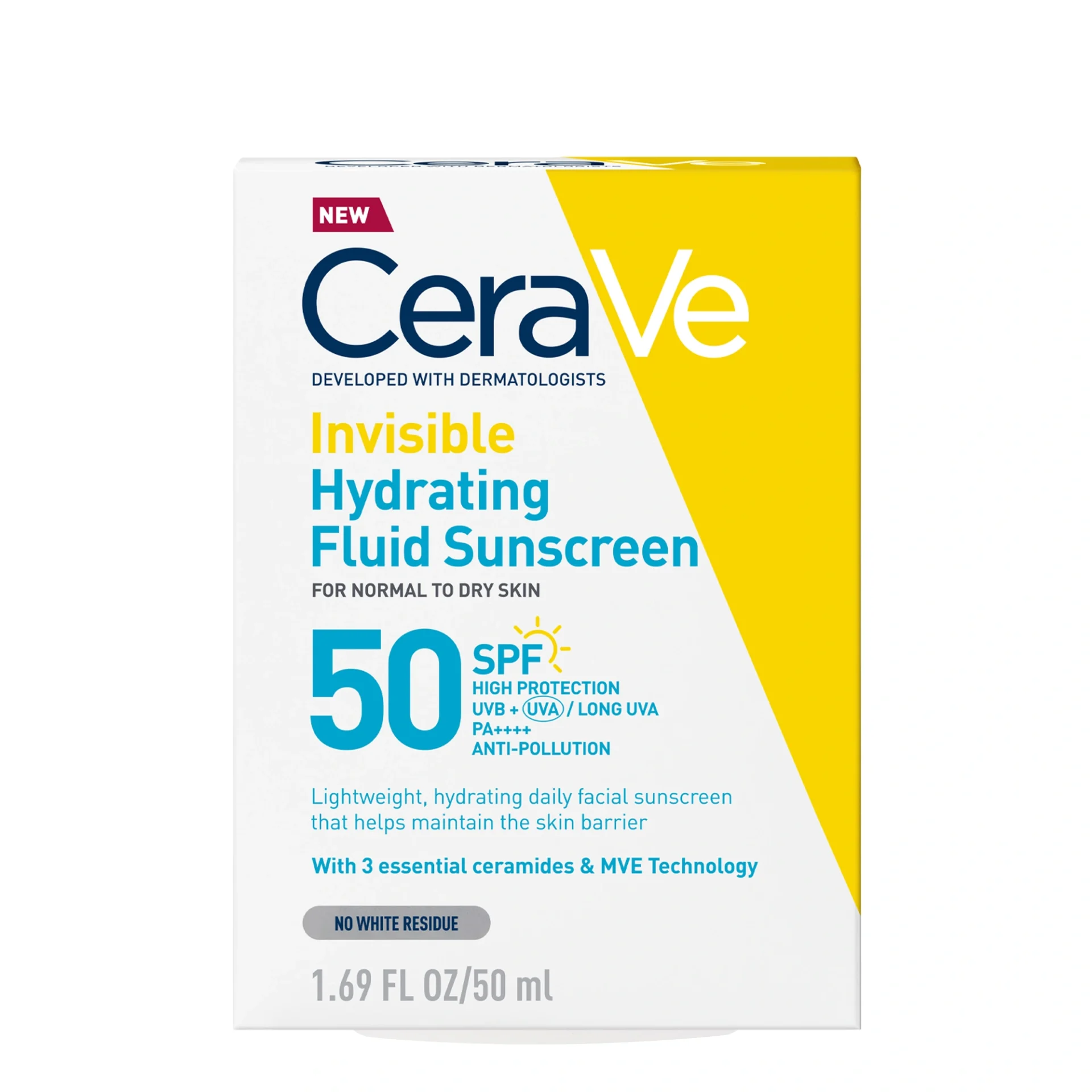 CeraVe Sun nevidni vlažilni fluid za zaščito pred soncem ZF 50, 50 ml