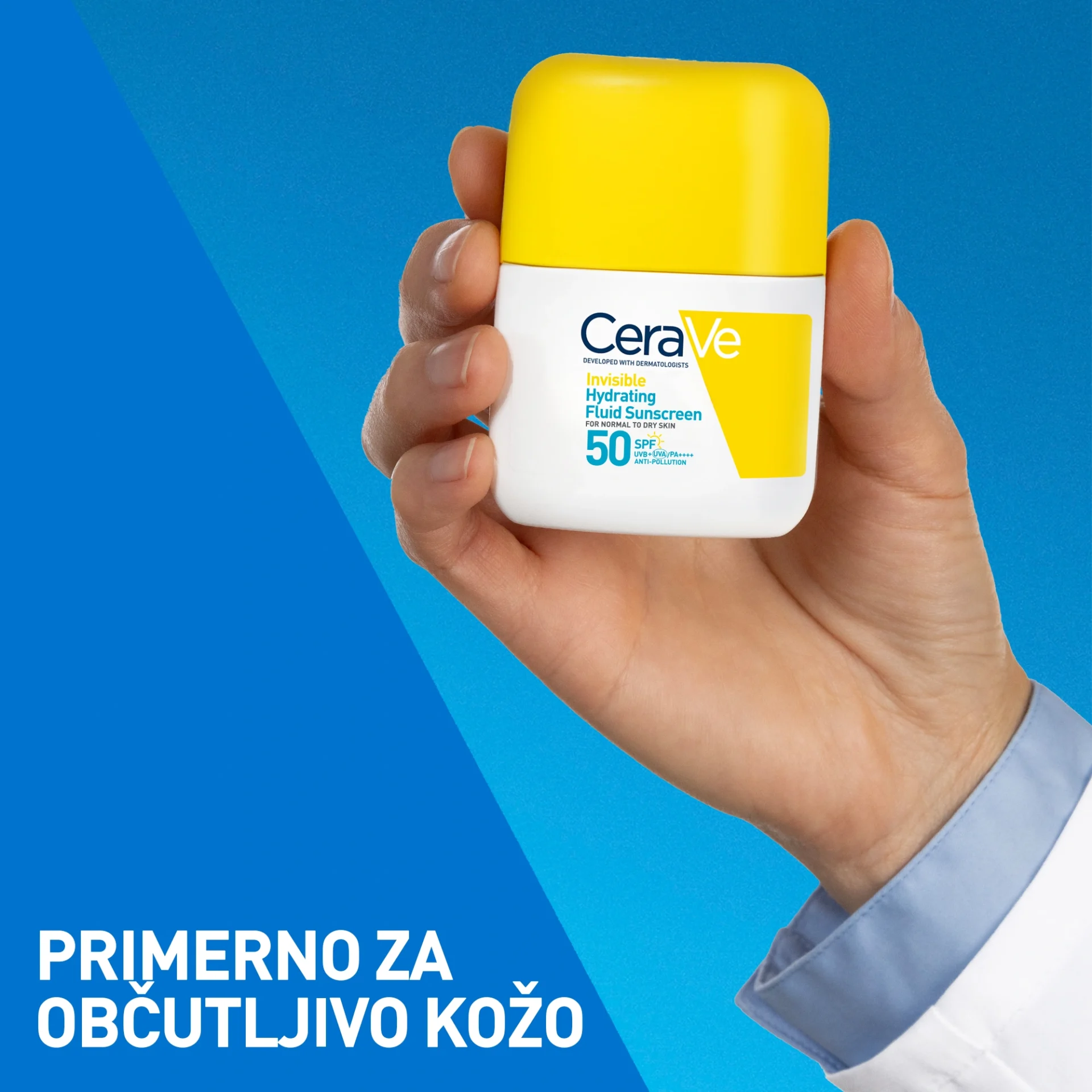 CeraVe Sun nevidni vlažilni fluid za zaščito pred soncem ZF 50, 50 ml