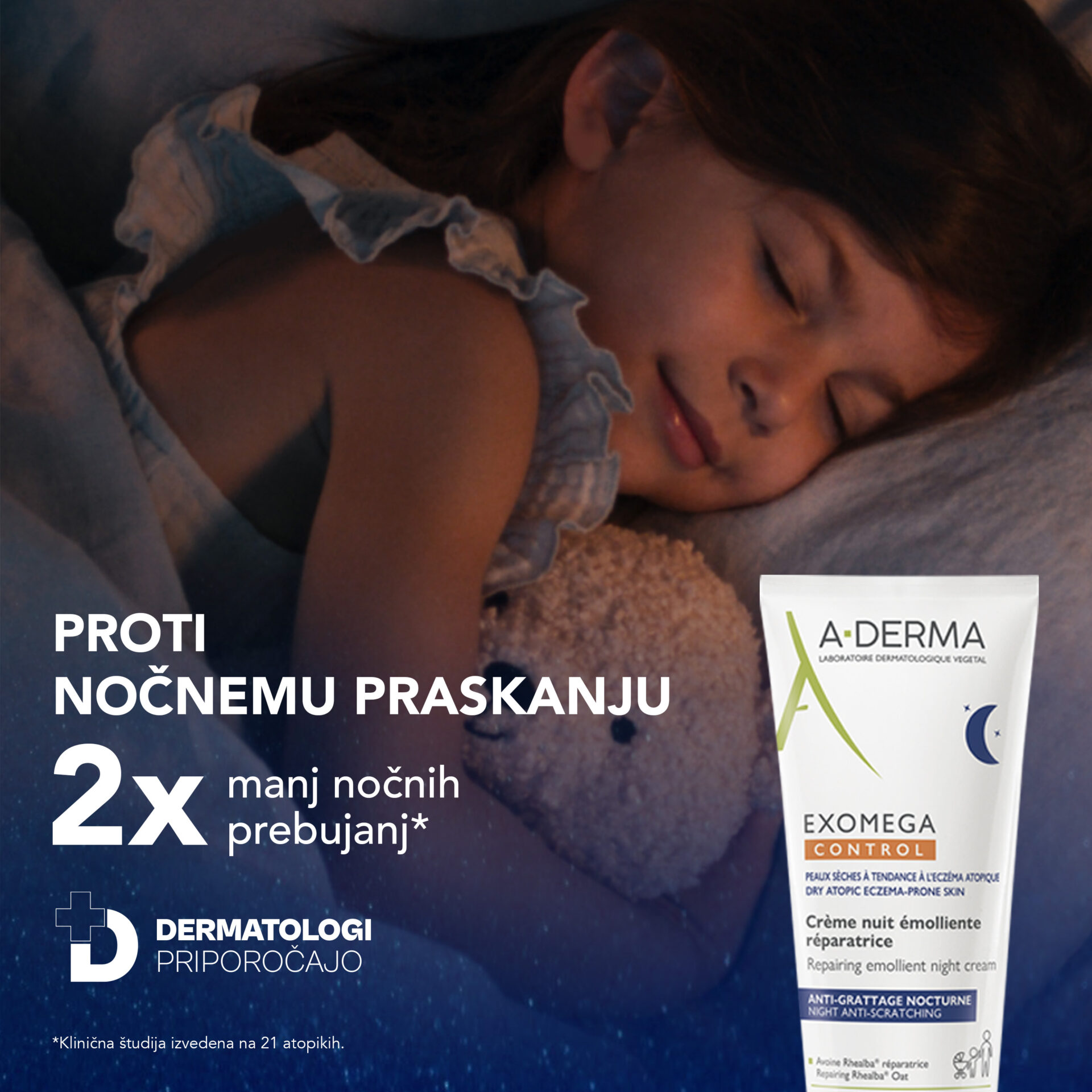 A-Derma Exomega Control obnavljajoča emolientna nočna krema, 200 ml