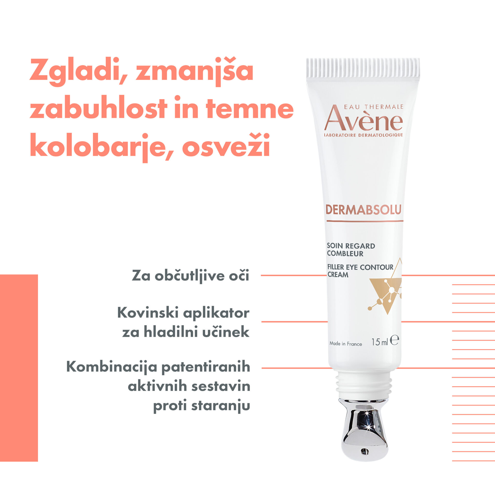 Avène DermAbsolu Filler krema za predel okoli oči, 15 ml