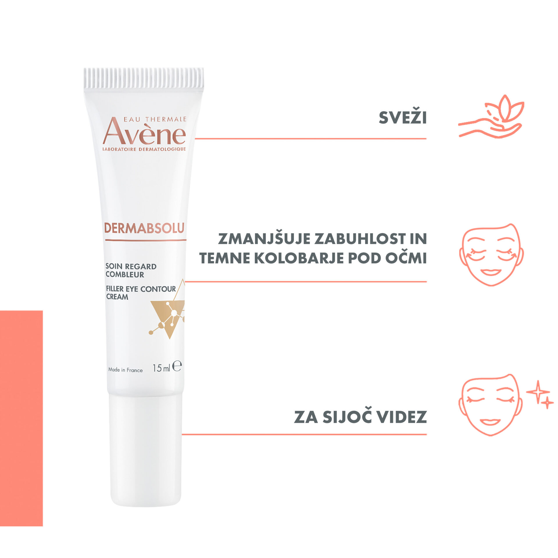 Avène DermAbsolu Filler krema za predel okoli oči, 15 ml