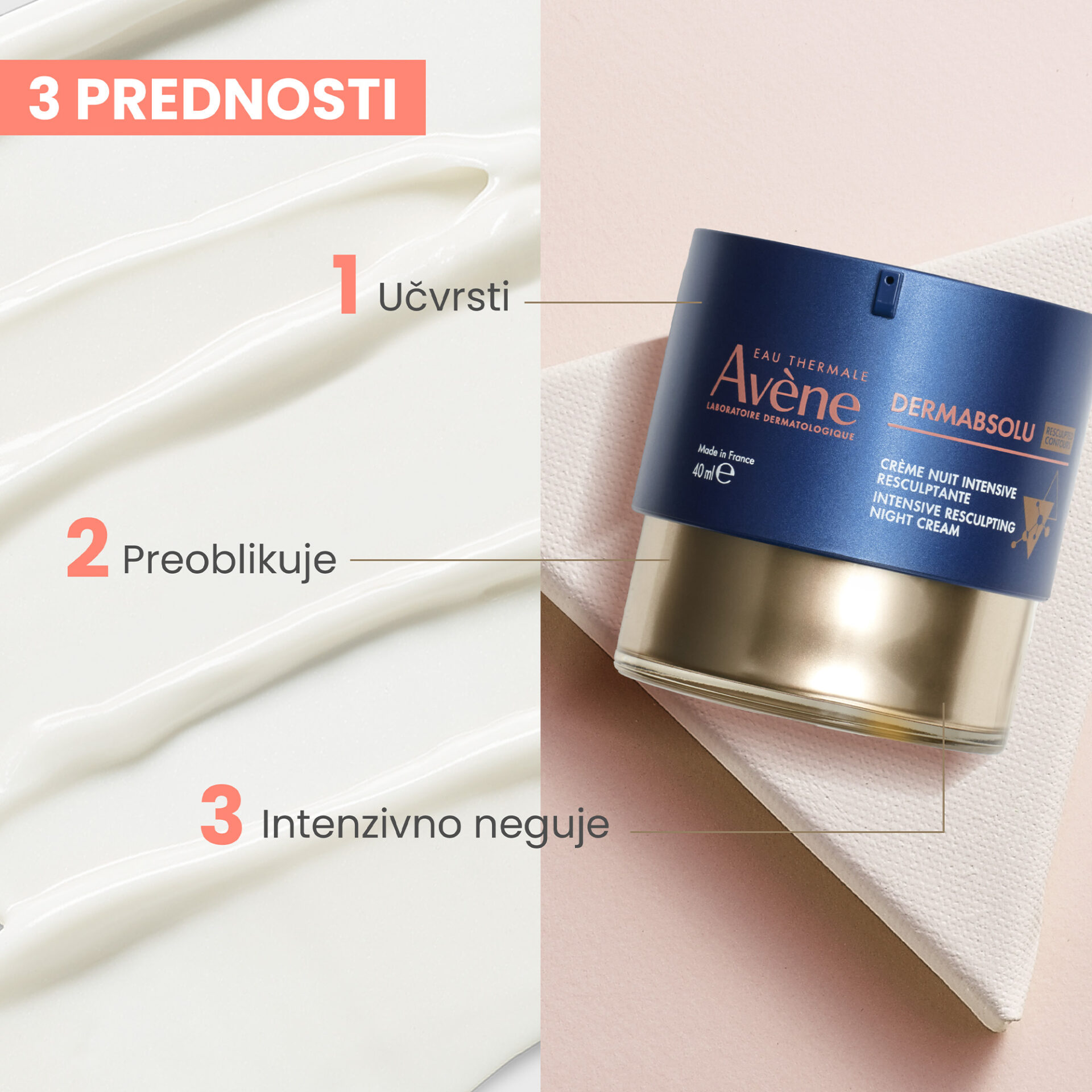 Avène DermAbsolu intenzivna nočna krema za preoblikovanje, 40 ml