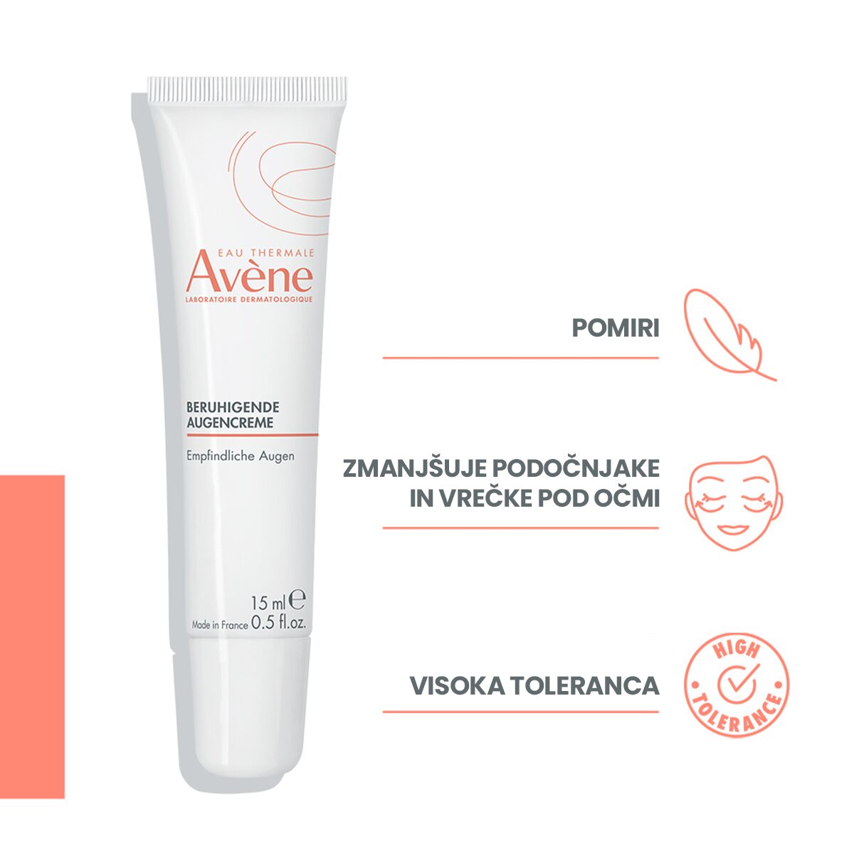 Avène pomirjujoča nega za predel okoli oči, 15 ml
