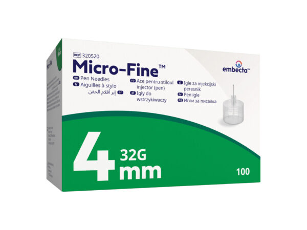 Embecta Micro-Fine igle za injekcijski peresnik 4 mm 32G, 100 kosov