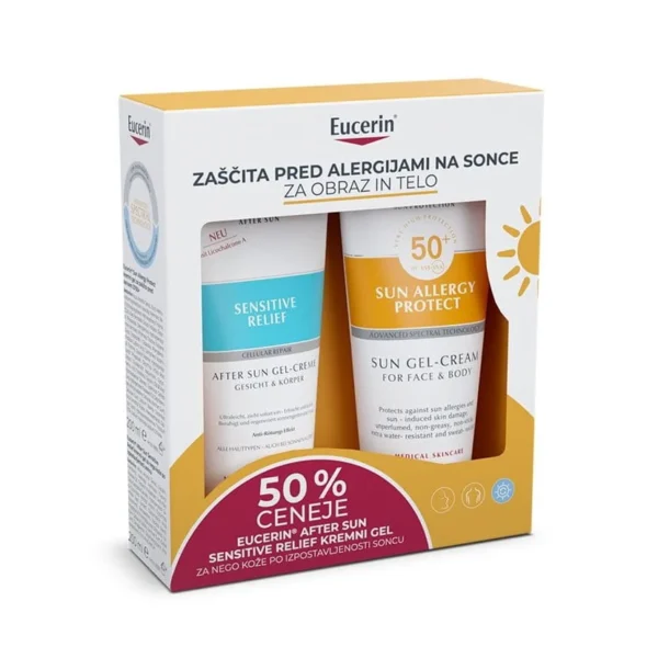 Eucerin Sun paket: Allergy Protect ZF 50+ (200 ml) + After Sun Sensitive Relief (200 ml)