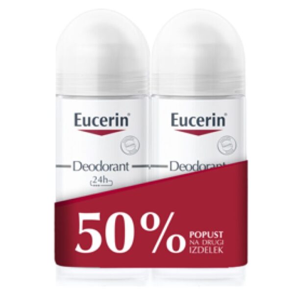 Eucerin Sensitive dezodorant 24h roll-on za občutljivo kožo, 2 x 50 ml