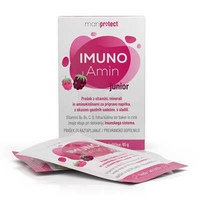 IMUNO Amin Junior prašek za pripravo napitka z okusom gozdnih sadežev, 10 vrečk