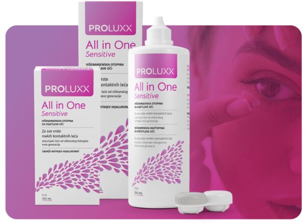 Proluxx All in One Sensitive večnamenska raztopina za občutljive oči, 350 ml