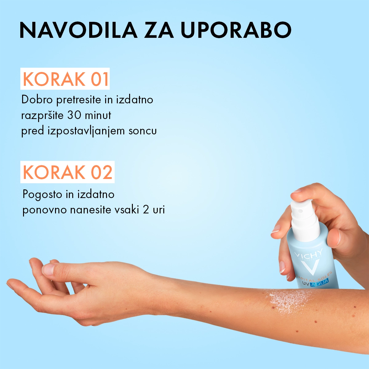Vichy Capital Soleil UV-Aqua nevidno vlažilno pršilo za obraz in telo ZF 50, 200 ml