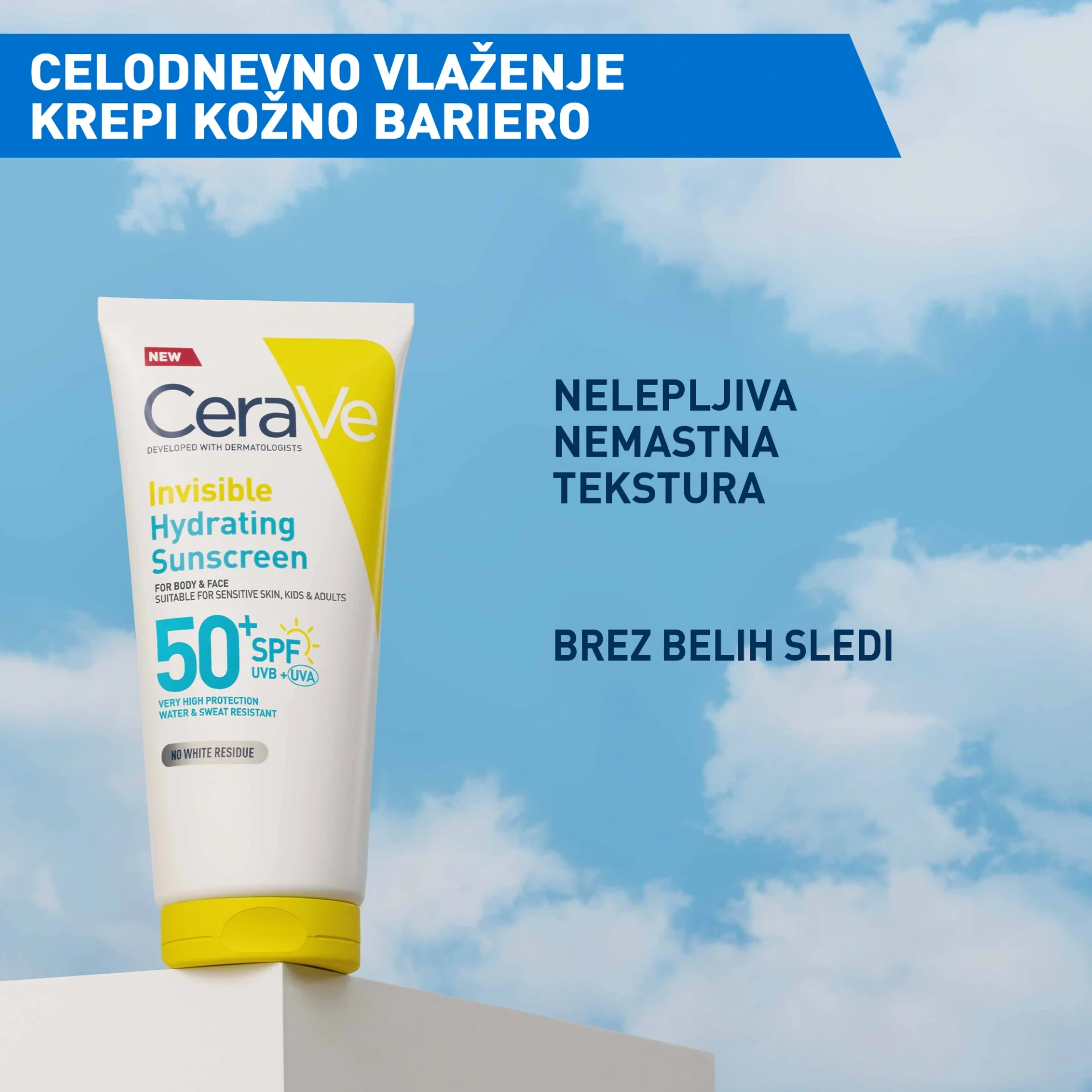 CeraVe Sun nevidni losjon za zaščito pred soncem ZF 50+, 177 ml