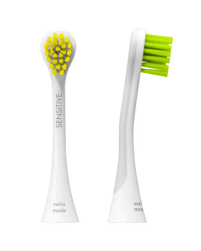 Curaprox Hydrosonic Sensitive nastavka za sonično zobno ščetko (rumeno-zelena), 2 nastavka