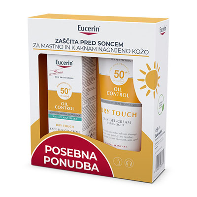 Eucerin Sun paket: Oil Control Dry Touch ZF 50+ 50 ml + Oil Control Dry Touch ZF 50+ 200 ml