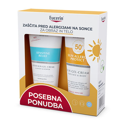 Eucerin Sun paket: Allergy Protect ZF 50+ 200 ml + After Sun Sensitive Relief 200 ml