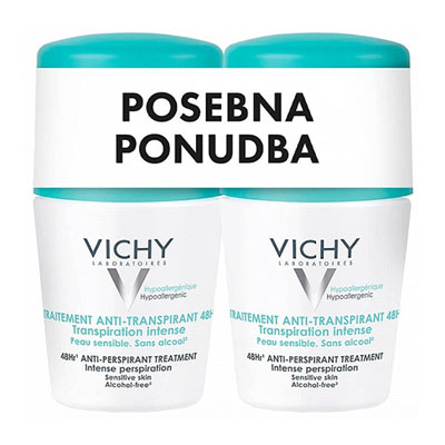 Vichy Deo dezodorant antitranspirant 48h roll-on, 2 x 50 ml