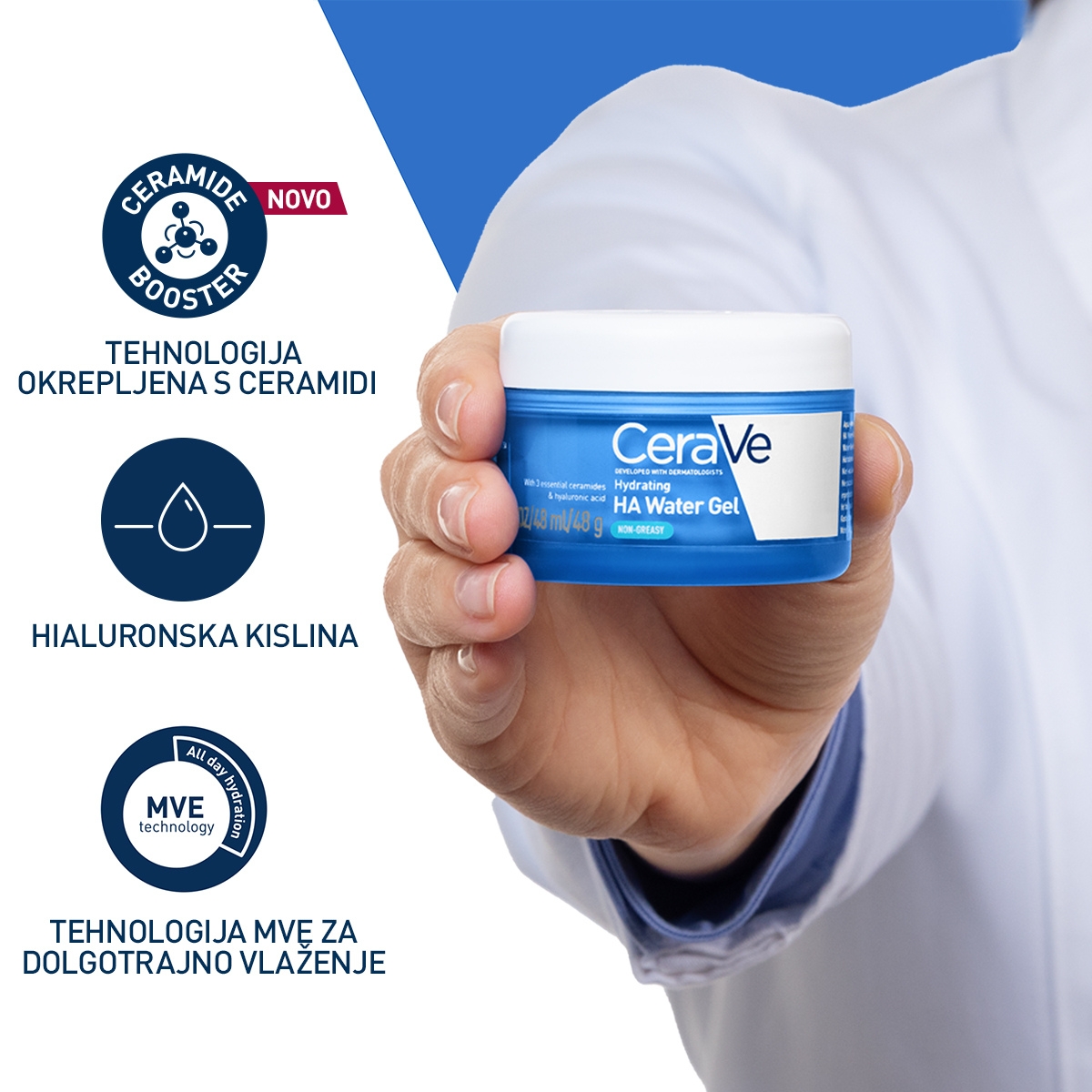 CeraVe HA vlažilni gel na vodni osnovi s hialuronsko kislino, 48 g