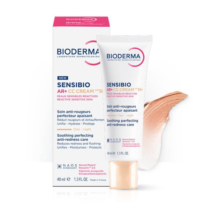 Bioderma Sensibio AR+CC Light pomirjujoča tonirana krema za kožo z rdečico ZF 50+, 40 ml