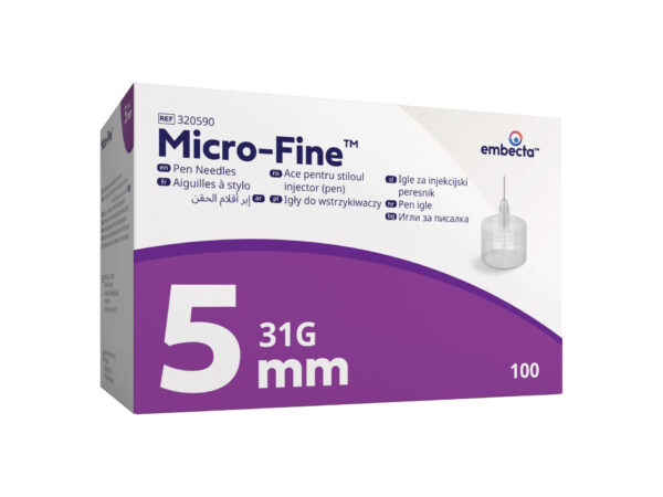 Embecta Micro-Fine igle za injekcijski peresnik 5 mm 31G, 100 kosov