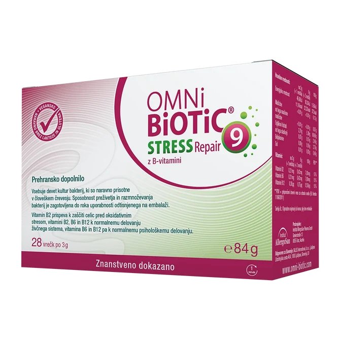 OMNi-BiOTiC Stress Repair z vitamini B vrečke, 28 vrečk × 3 g