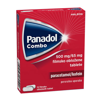 Panadol Combo 500 mg/65 mg filmsko obložene tablete, 12 tablet