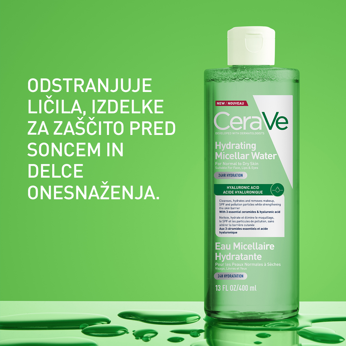 CeraVe vlažilna micelarna voda za normalno do suho kožo, 400 ml