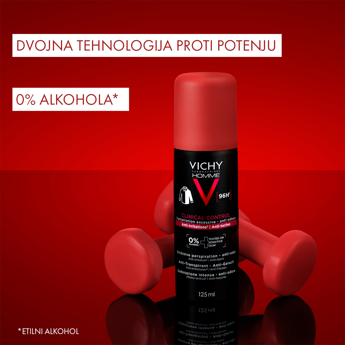 Vichy Deo Homme Clinical Control dezodorant antiperspirant proti potenju 96h sprej, 125 ml