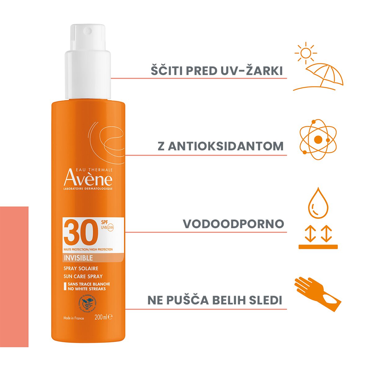Avène Sun nevidno pršilo za zaščito pred soncem ZF 30, 200 ml