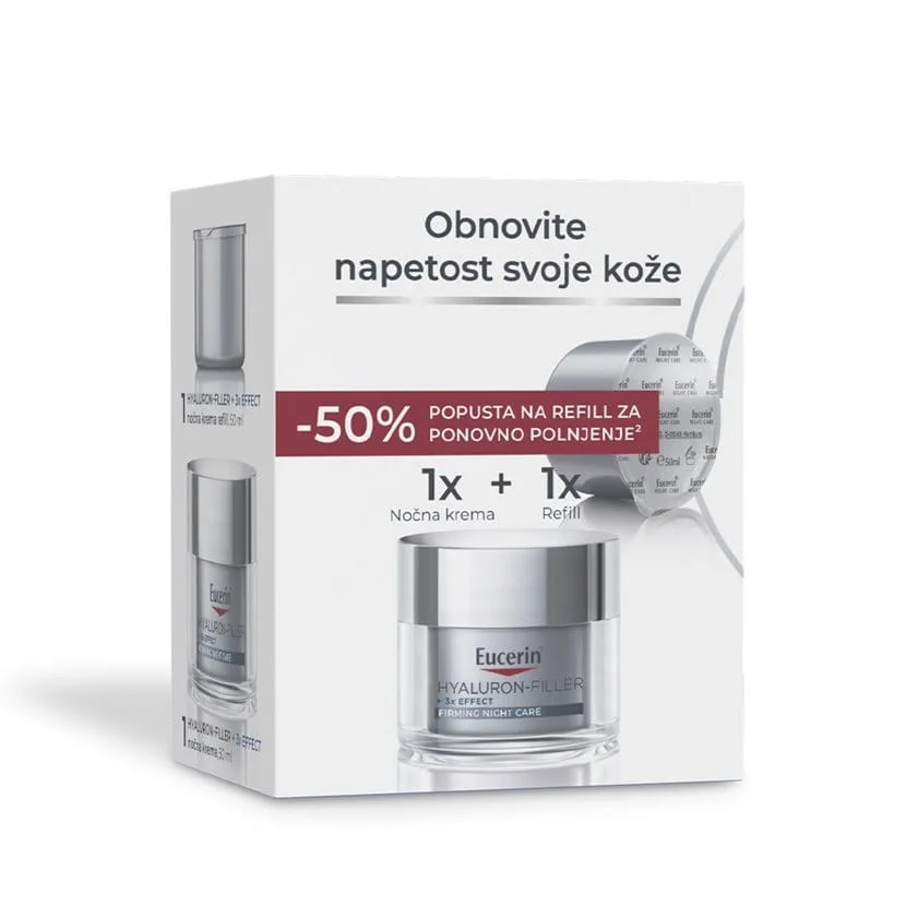 Eucerin Hyaluron-Filler + 3x Effect paket: Nočna krema 50 ml + refill 50 ml