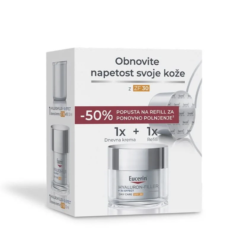 Eucerin Hyaluron-Filler + 3x Effect paket: Dnevna krema ZF 30, 50 ml + refill 50 ml